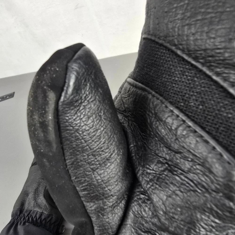 Marmot Primaloft Insulated Mittens Black Leather Palm Winter Snow Gloves Women S